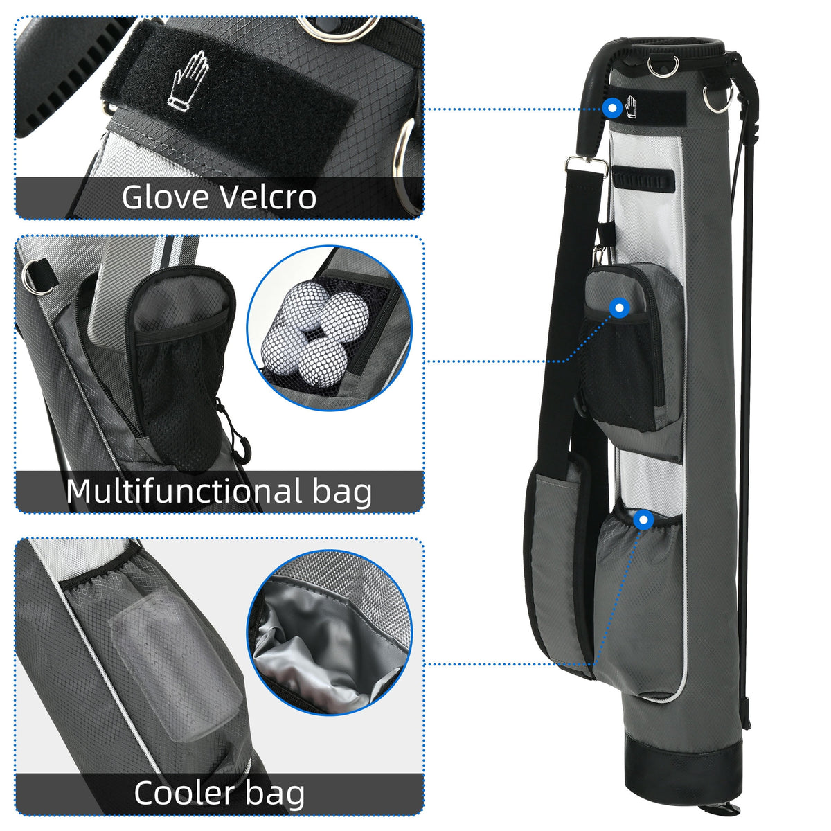 Sturdum Lightweight Golf Stand Bag, Portable Sunday Golf Carry Bag with Insulated Cooler Pocket, Easy Carry Par 3 Golf Bag for Driving Range, Pitch n Putt & Executive Courses