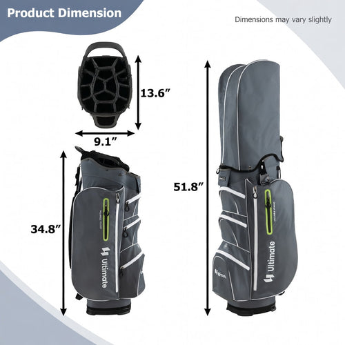 Topcobe 9.5 Inch Lightweight Golf Cart Bag with 15 Way Top Dividers, Golf Bags for Adult, Multiple Pockets, Green