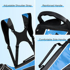 Gymax Golf Stand Bag 6 Way Divider Golf Carry Bag w/ Straps & 7 Storage Pockets Blue