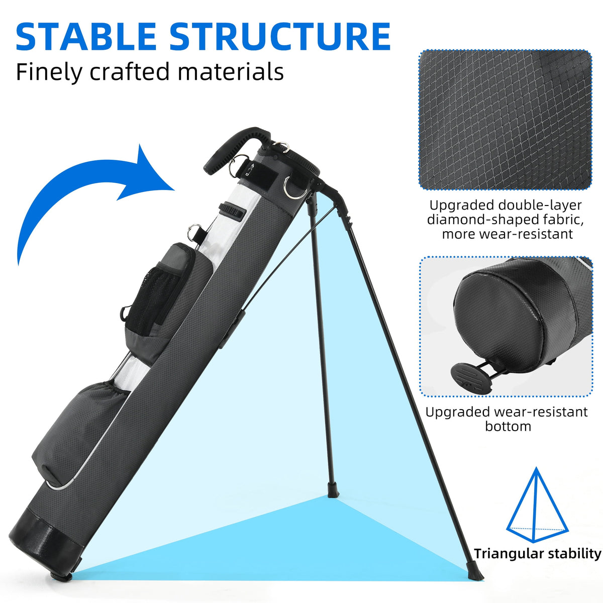 Sturdum Lightweight Golf Stand Bag, Portable Sunday Golf Carry Bag with Insulated Cooler Pocket, Easy Carry Par 3 Golf Bag for Driving Range, Pitch n Putt & Executive Courses