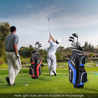 Costway Lightweight Golf Cart Bag with 14 Way Top Dividers 9 Pockets Rain Hood Cooler Bag Blue