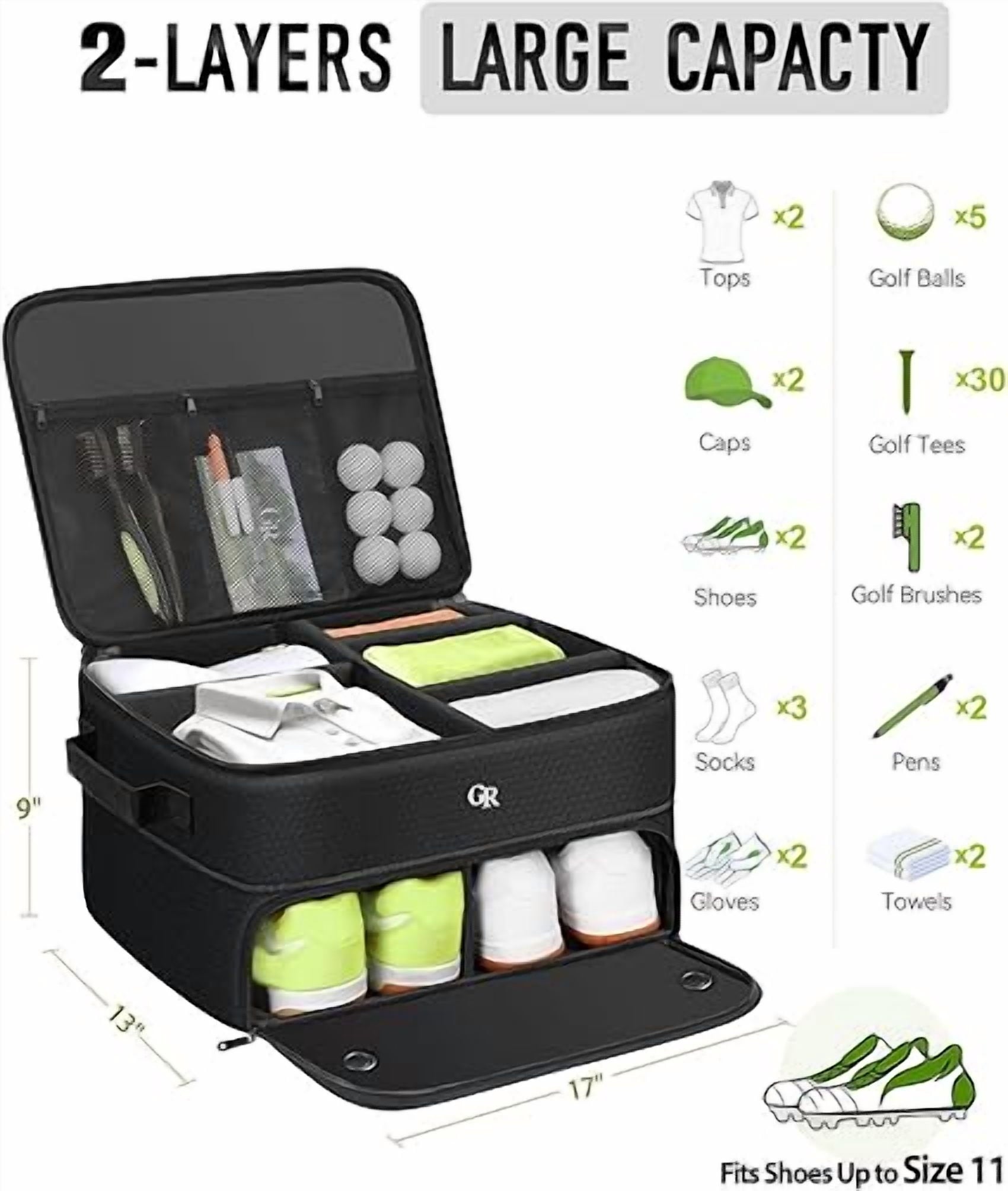 Golf Trunk Organizer Water-Resistant Golf Shoe Bag for Shoes Balls Tees Clothes Gloves Golf Accessories, Fathers Day Dad Gifts for Men
