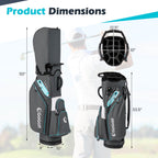 Costway Golf Cart Bag Lightweight & Portable Golf Bag with 14-Way Top 6 Pockets Rain Hood Gray