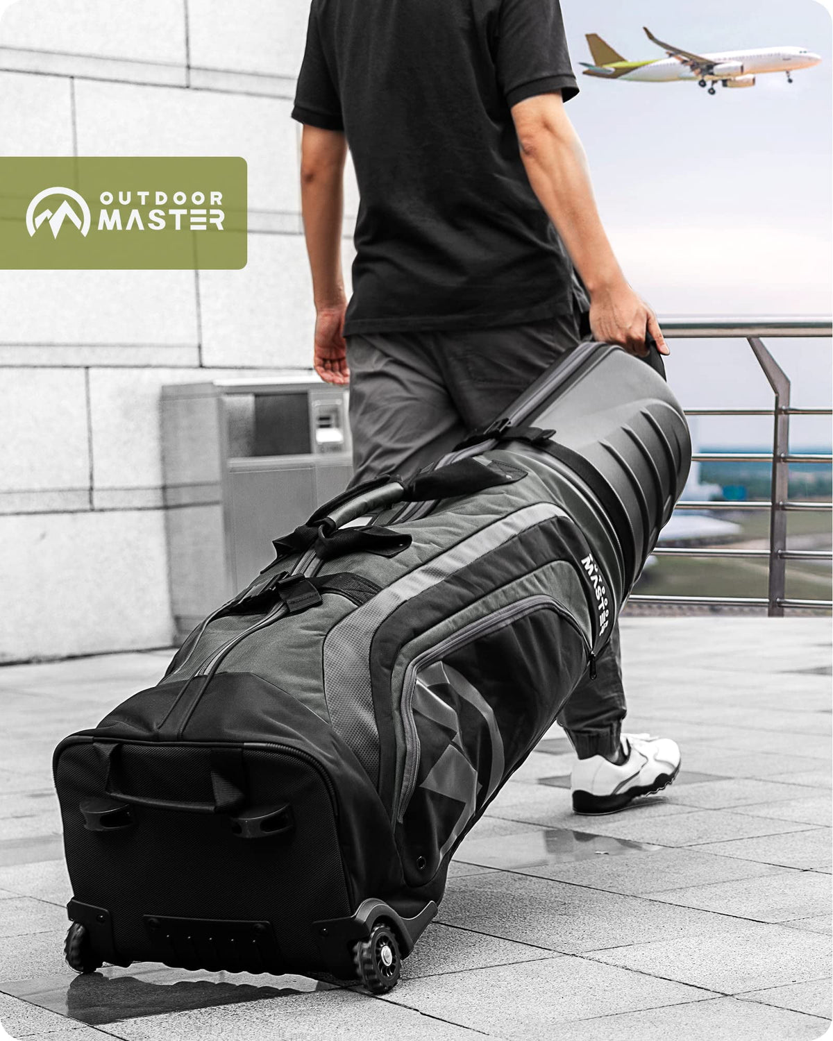 (Open Box) OutdoorMaster Golf Travel Bags for Airlines with Wheels and Hard Case Top, Shoes and Accessories Compartment