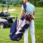 Sturdum 14-Way Golf Cart Bag with Molded Lock Top, Quiet Golf Club Organizer with Full-Length Dividers, Padded Strap & Rain Hood