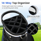Costway Lightweight Golf Cart Bag with 14 Way Top Dividers 9 Pockets Rain Hood Cooler Bag Blue