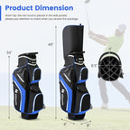 Costway Lightweight Golf Cart Bag with 14 Way Top Dividers 9 Pockets Rain Hood Cooler Bag Blue