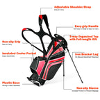 Costway Golf Stand Cart Bag Club w/6 Way Divider Carry Organizer Pockets Storage Red