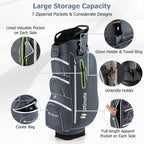 Costway Lightweight Golf Cart Bag with 15 Way Top Divider Individual Putter Well Cooler Bag Green