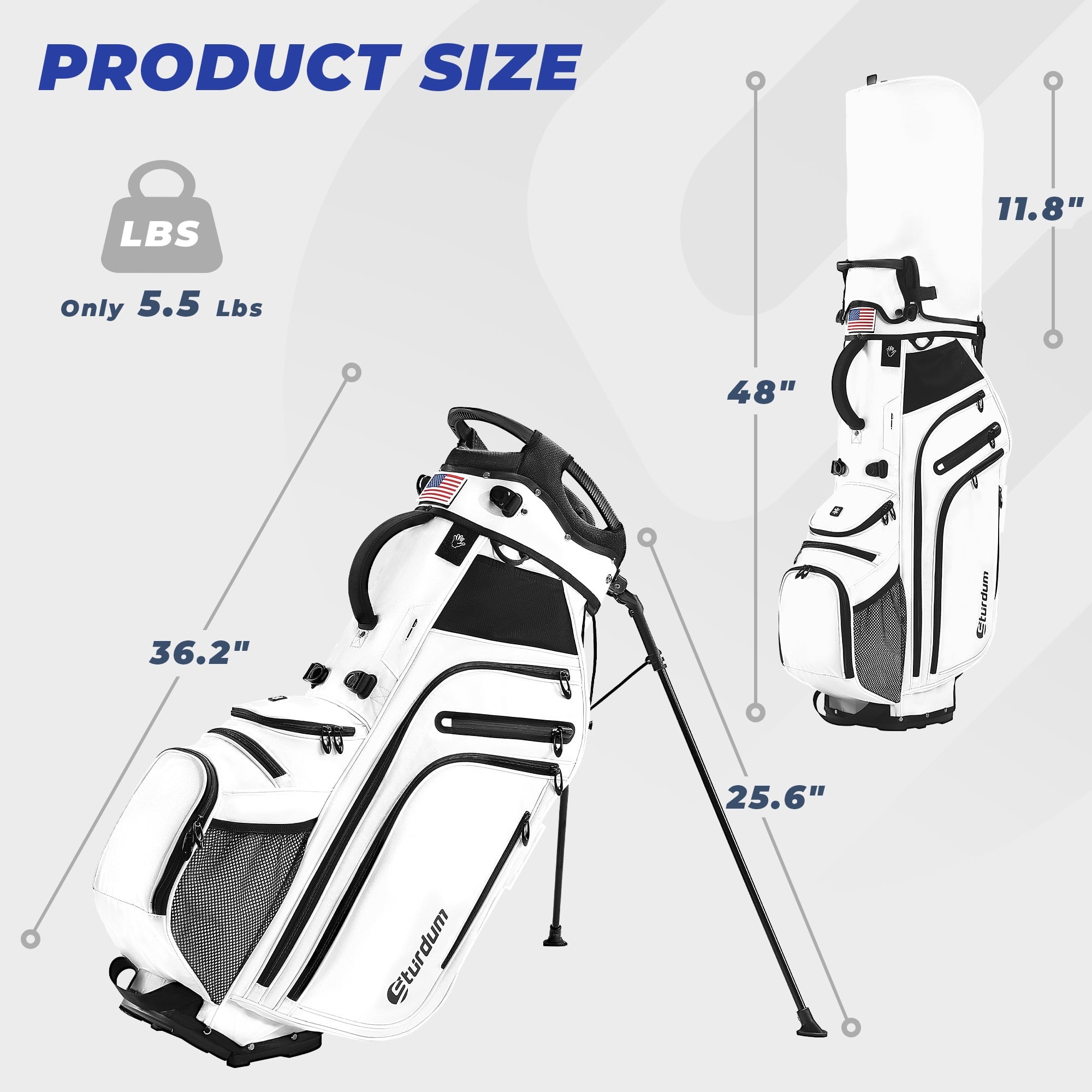 Sturdum 14-Way Golf Stand Bag, Tour-Grade 900D Oxford Golf Bag for Men & Women, Lightweight with 12 Pockets, Full-Length Dividers & Reinforced Base