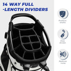Sturdum 14-Way Golf Stand Bag, Tour-Grade 900D Oxford Golf Bag for Men & Women, Lightweight with 12 Pockets, Full-Length Dividers & Reinforced Base