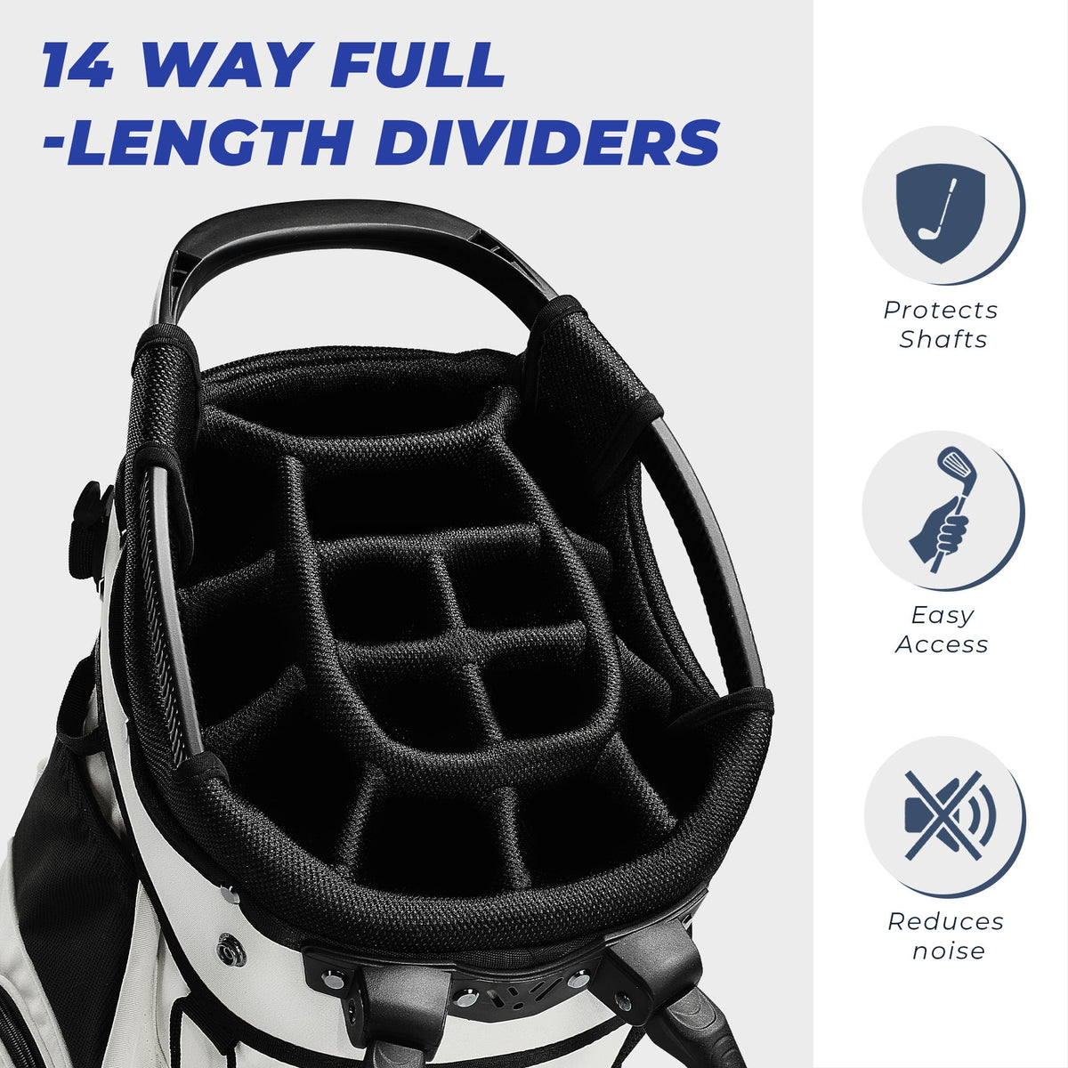 Sturdum 14-Way Golf Stand Bag, Tour-Grade 900D Oxford Golf Bag for Men & Women, Lightweight with 12 Pockets, Full-Length Dividers & Reinforced Base