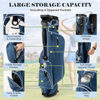 Spaco Golf Stand Cart Bag with 4 Way Divider Carry Organizer Pockets-Blue, Golf Stand Bag for Men & Women,Multiple Pockets, Lightweight & Durable