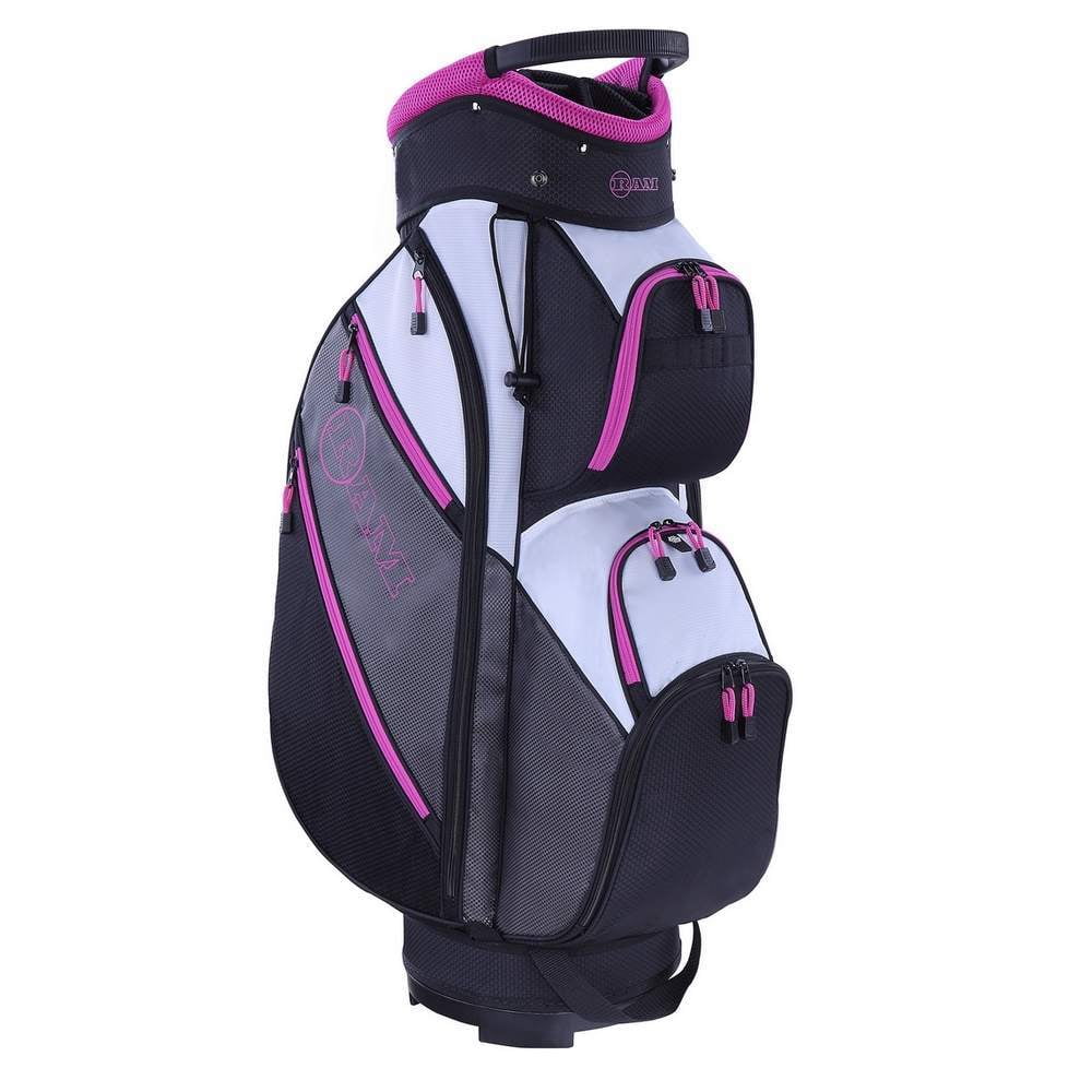 Ram Golf Club Lightweight Ladies Cart Bag with 14 Way Dividers Grey, Pink