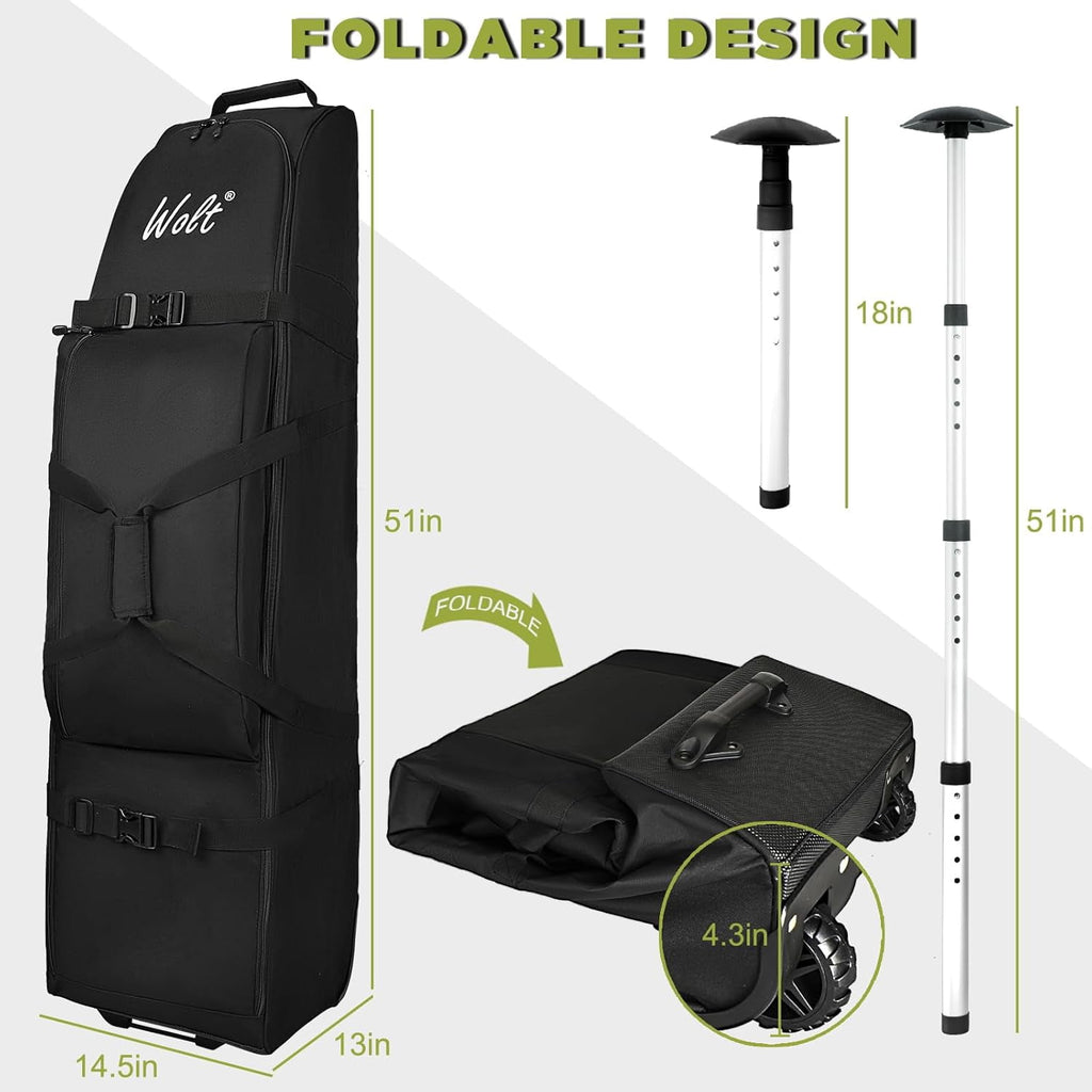 WOLT Golf Travel Club Bag With Support System Soft Padded Resistant and Waterproof Golf Travel Bag with Wheels for Airlines