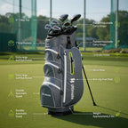Topcobe 9.5 Inch Lightweight Golf Cart Bag with 15 Way Top Dividers, Golf Bags for Adult, Multiple Pockets, Green