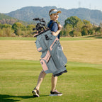 Gymax Golf Cart Bag Molded Lock Top Golf Bag w/14-Way Full Length Dividers 11 Pockets Dusty Pink