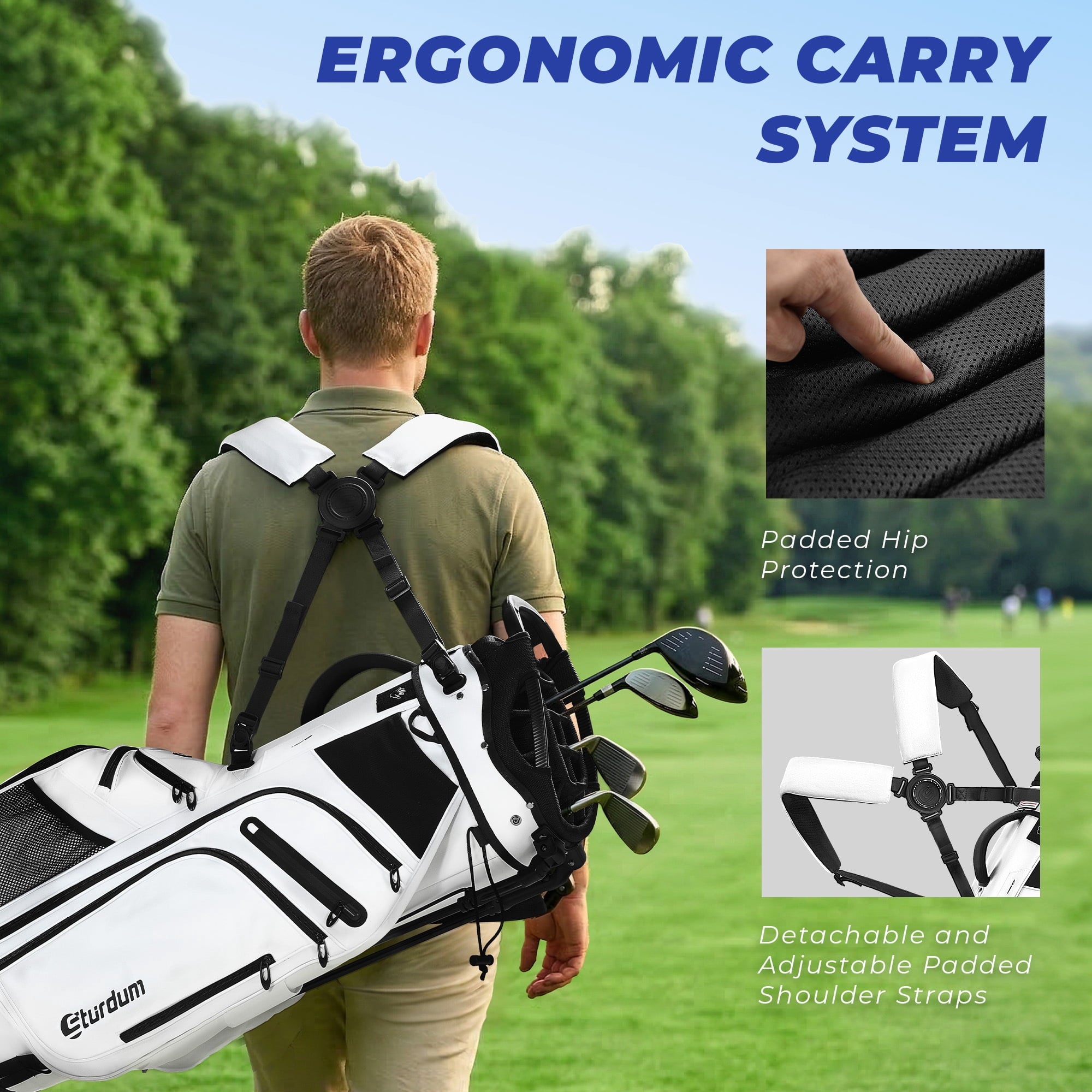 Sturdum 14-Way Golf Stand Bag, Tour-Grade 900D Oxford Golf Bag for Men & Women, Lightweight with 12 Pockets, Full-Length Dividers & Reinforced Base