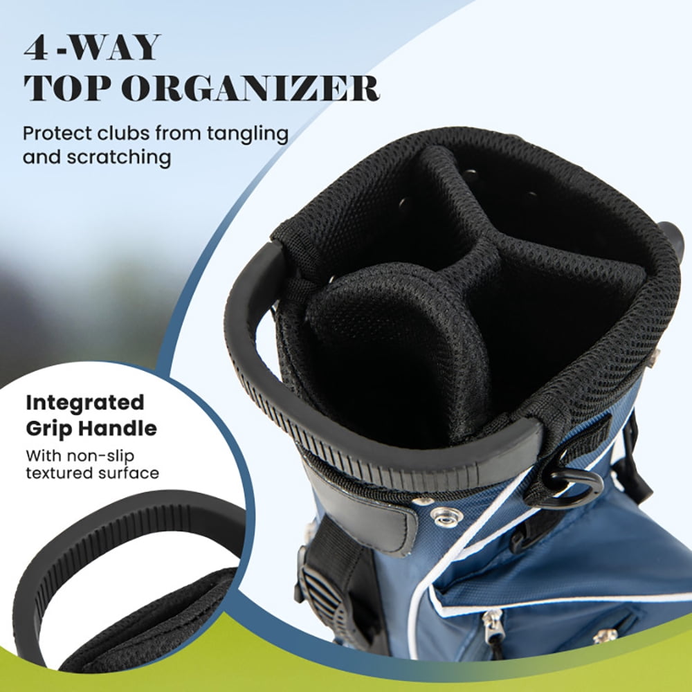 Spaco Golf Stand Cart Bag with 4 Way Divider Carry Organizer Pockets-Blue, Golf Stand Bag for Men & Women,Multiple Pockets, Lightweight & Durable