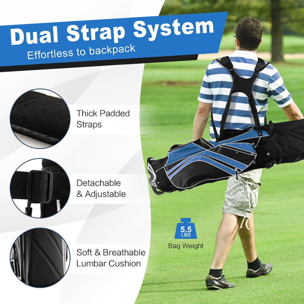 Spaco Golf Stand Cart Bag with 6-Way Divider Carry Pockets-Blue, Golf Stand Bag for Men & Women,Multiple Pockets, Lightweight & Durable