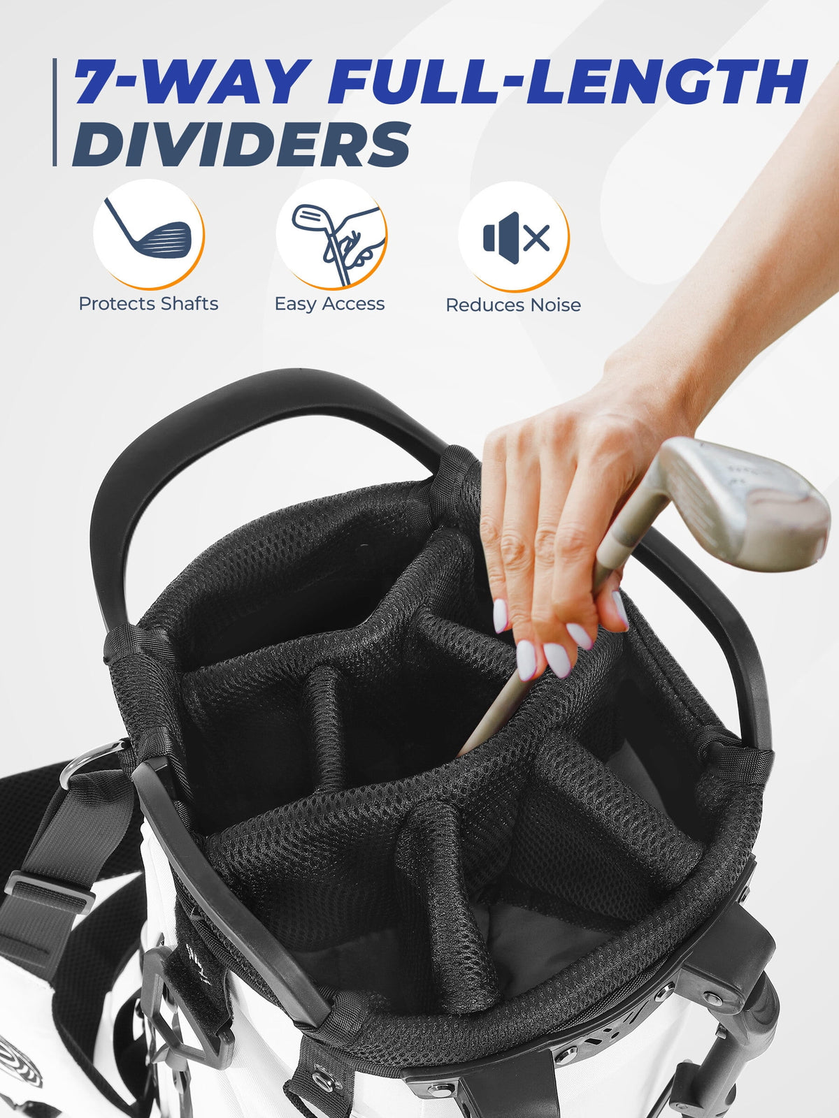 Sturdum Golf Stand Bag Lightweight Carry Bag with 7-Way Dividers, Cooler Pocket, Adjustable Shoulder Strap, 900D Weather-Resistant Fabric for Men Women