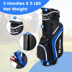 Costway Lightweight Golf Stand Bag with 14 Way Top Dividers 6 Pockets Cooler Bag Rain Hood Blue