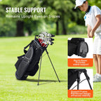 KFFKFF Golf Equipment Bag,14 Section Divider Top,35” 11 Compartments High-End Cart Bag with Stand,Robust Golf Carriers with Handles,Dust Protector & Removable Double Strap for Both Genders,Monochrome