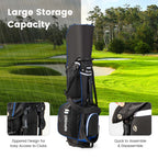 Costway Lightweight Golf Stand Bag with 14 Way Top Dividers 6 Pockets Cooler Bag Rain Hood Blue