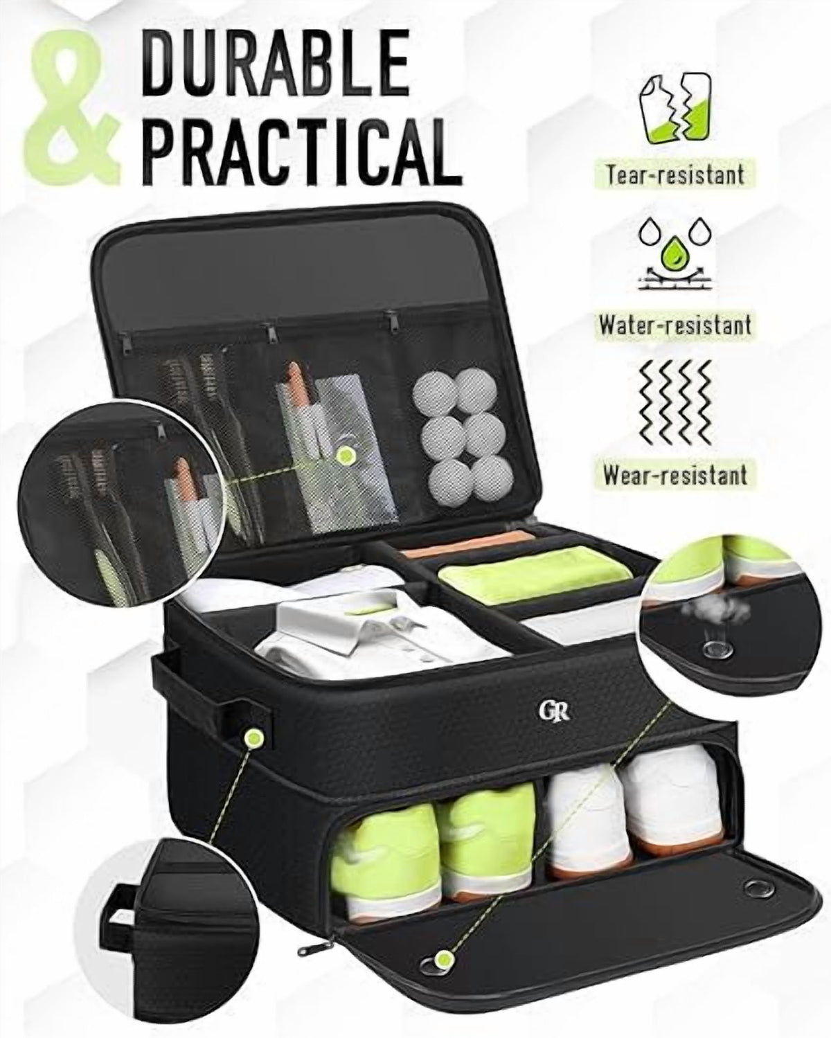 Golf Trunk Organizer Water-Resistant Golf Shoe Bag for Shoes Balls Tees Clothes Gloves Golf Accessories, Fathers Day Dad Gifts for Men