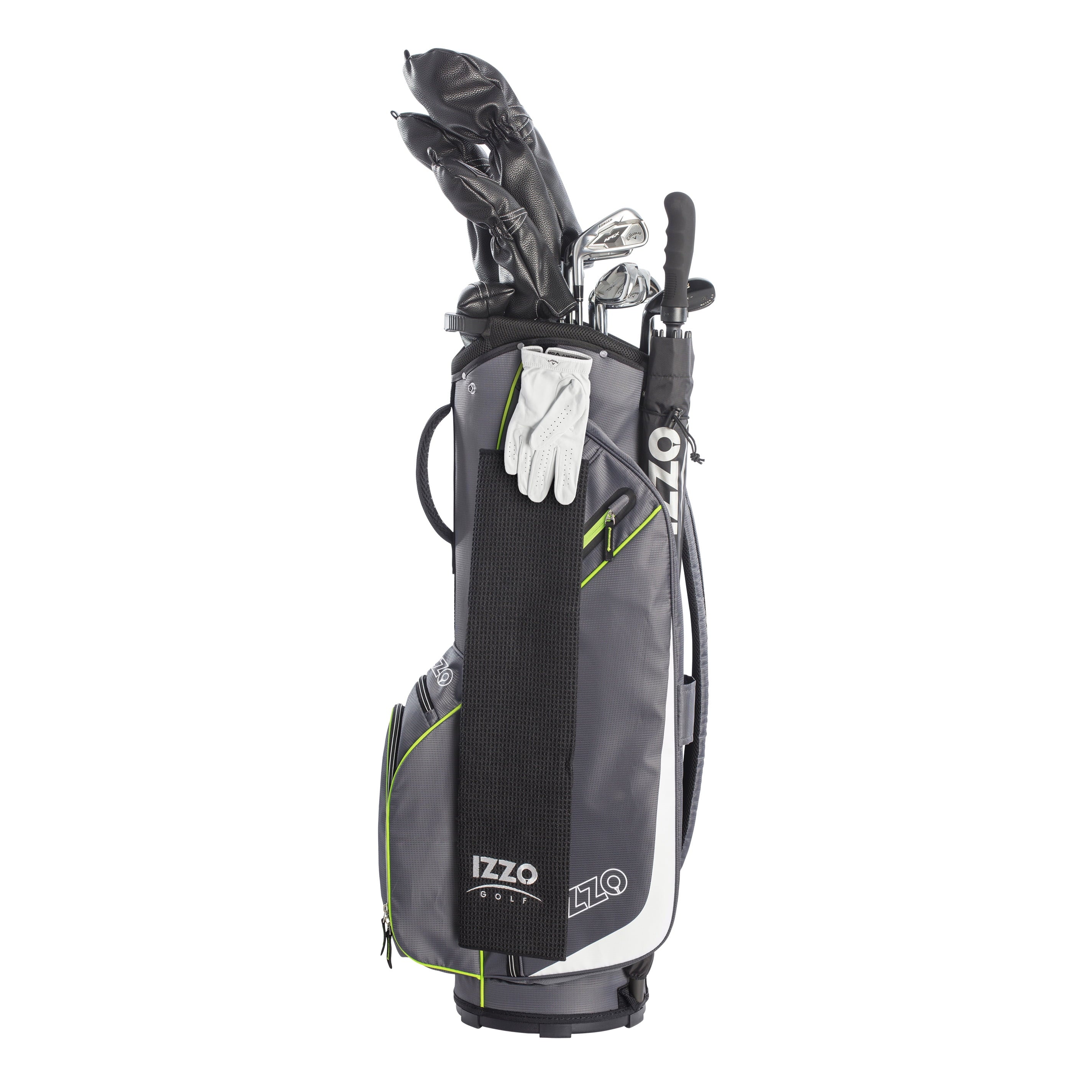 Izzo Golf Ultra-Lite Golf Cart Bag with Single Strap & Exclusive Features, Gray/Lime