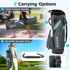 Costway Golf Cart Bag Lightweight & Portable Golf Bag with 14-Way Top 6 Pockets Rain Hood Gray