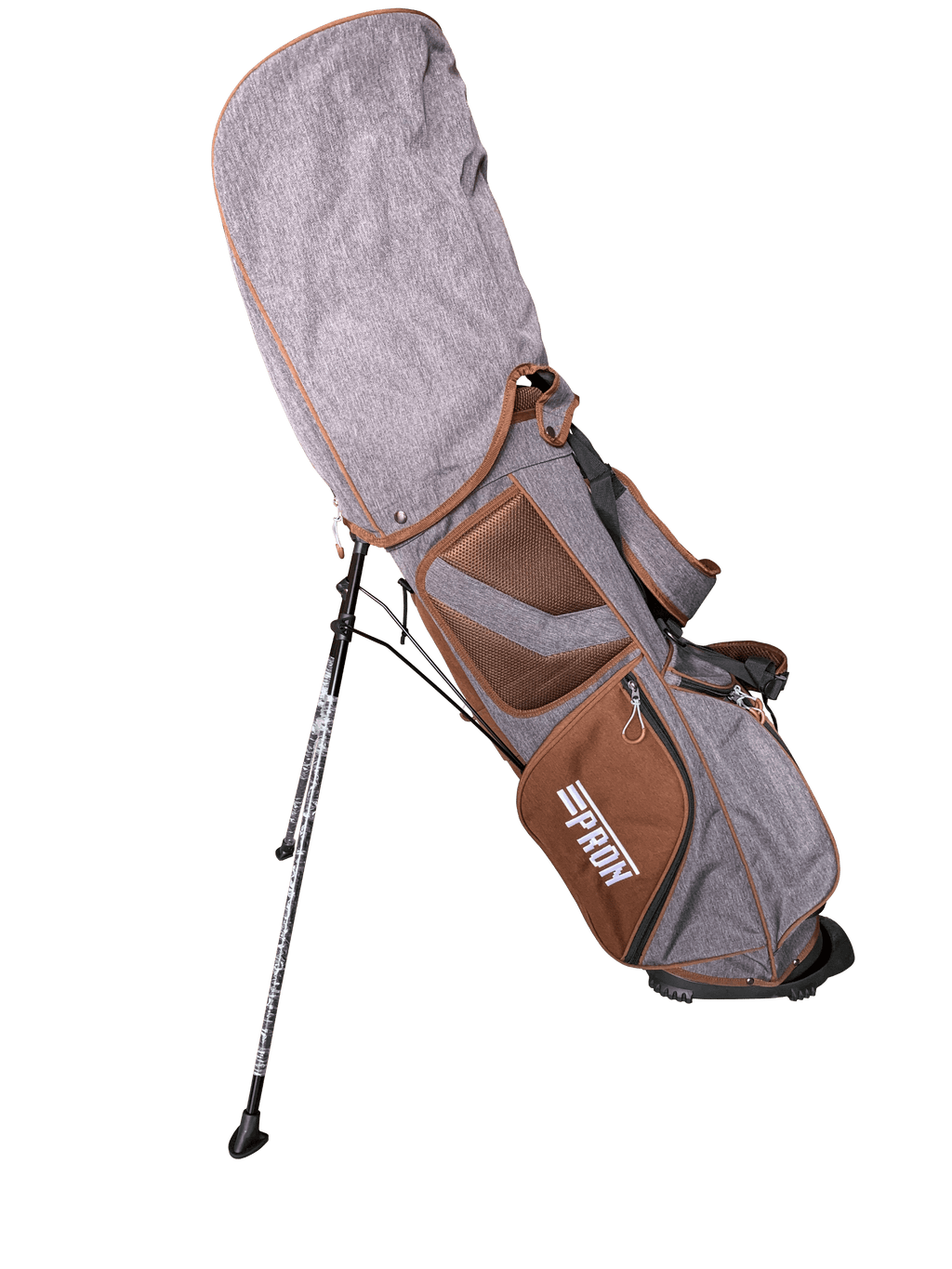 Japan Pron Light Crossover Mens Stand Golf Bag, Brown with Smoke Color, 2022 Model