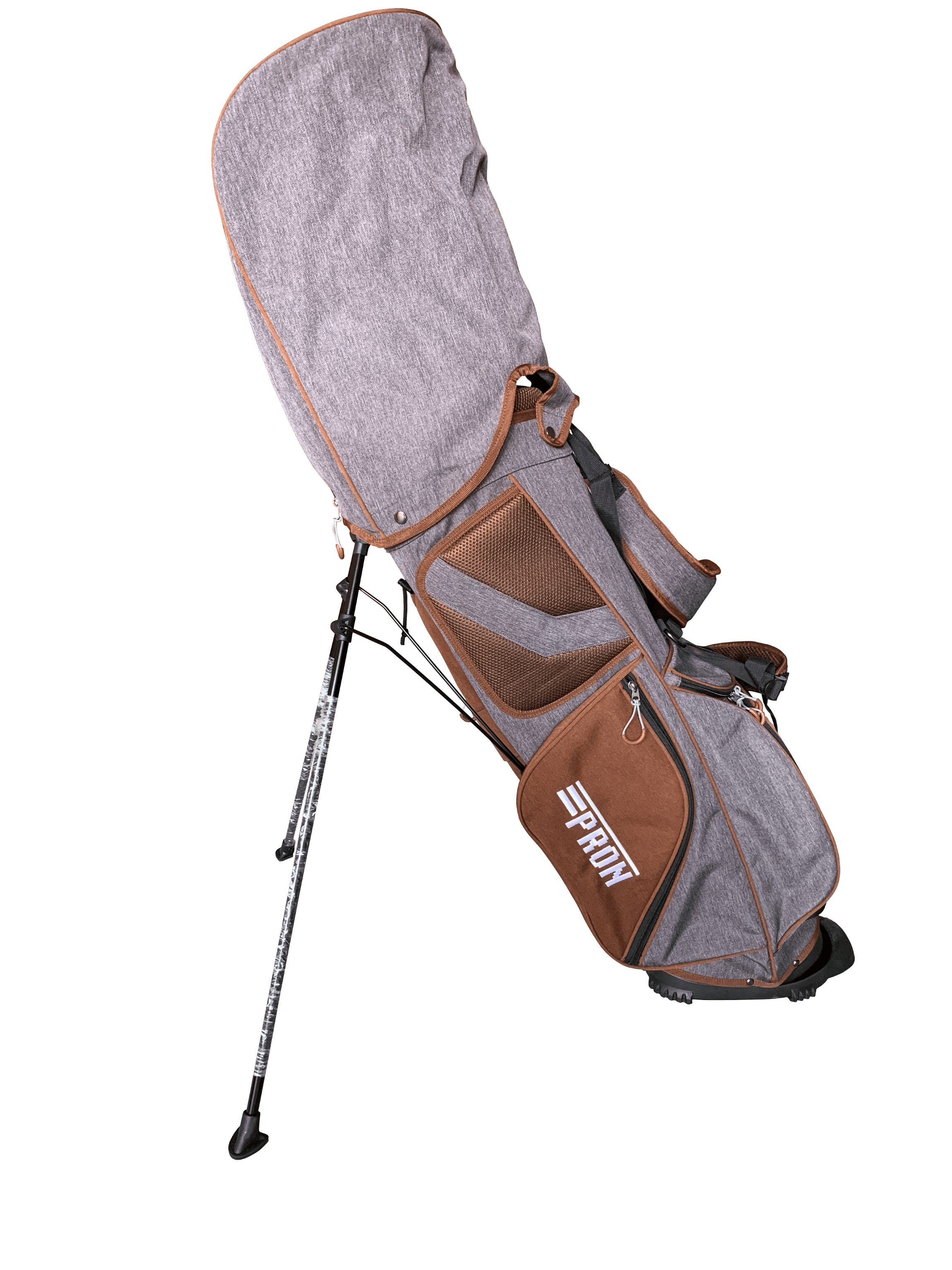 Japan Pron Light Crossover Mens Stand Golf Bag, Brown with Smoke Color, 2022 Model