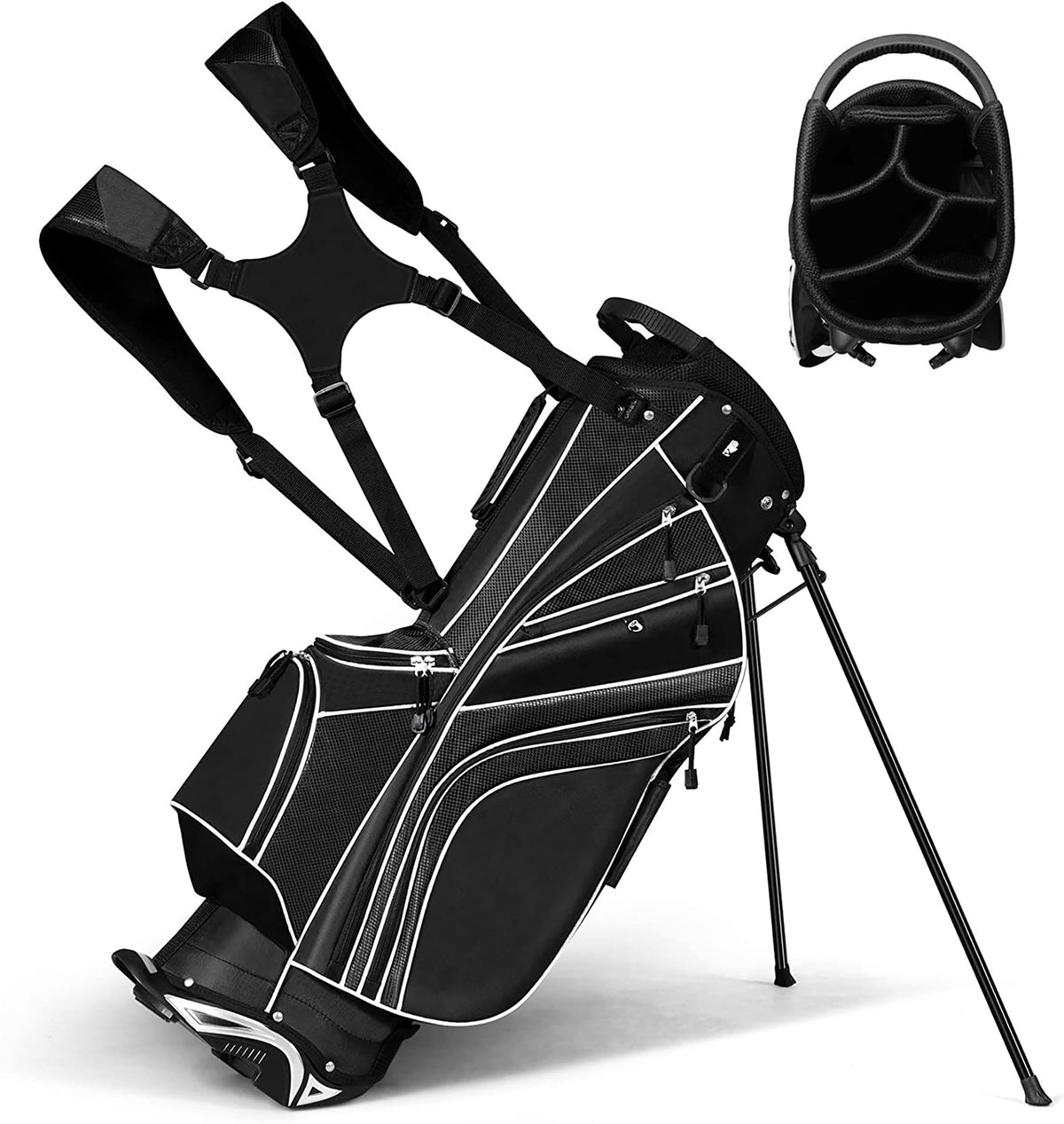 Playcraft Co™ Golf Stand Cart Bag Club w/6 Way Divider Carry Organizer Pockets Storage Red