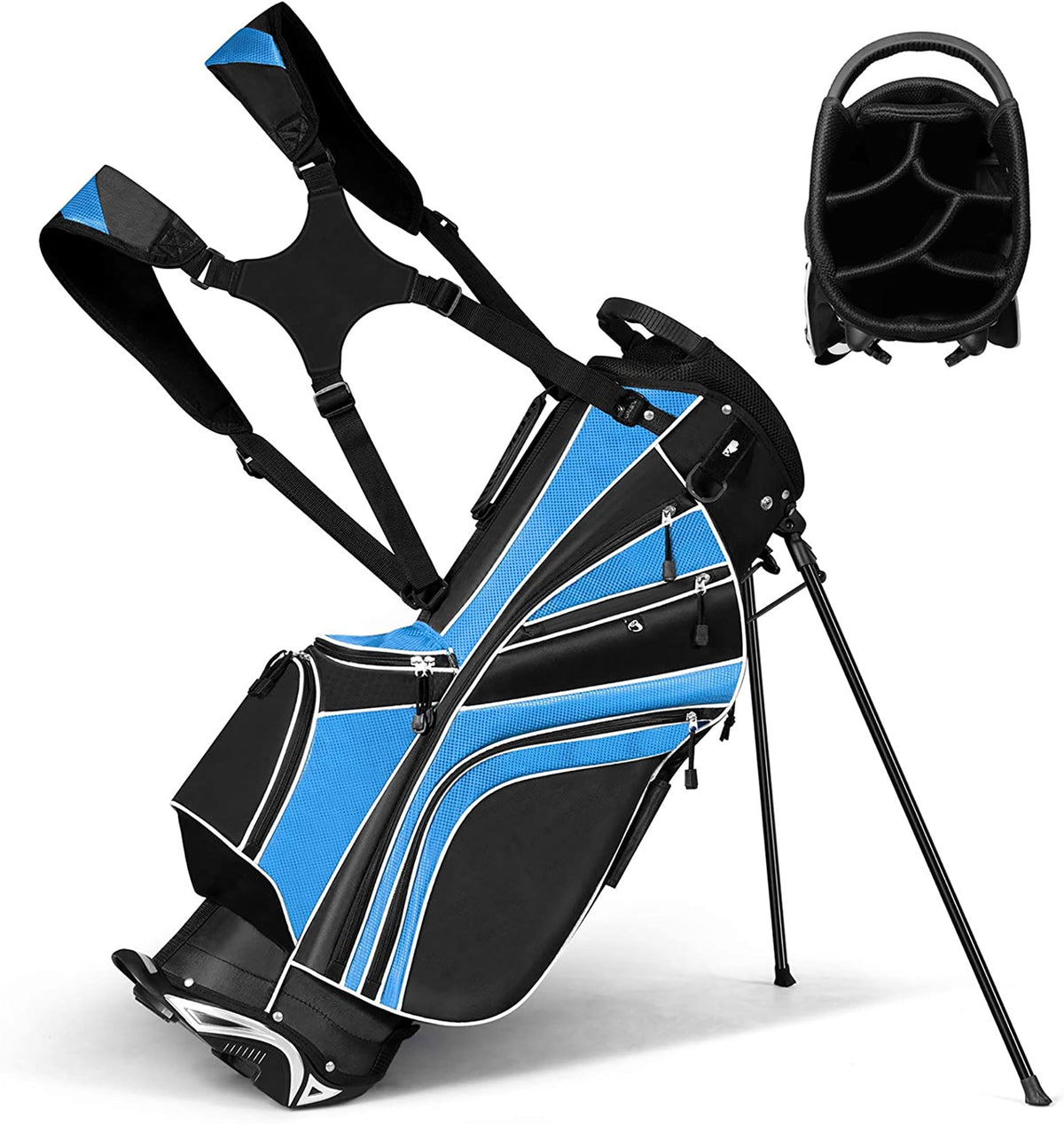 Playcraft Co™ Golf Stand Cart Bag Club w/6 Way Divider Carry Organizer Pockets Storage Red