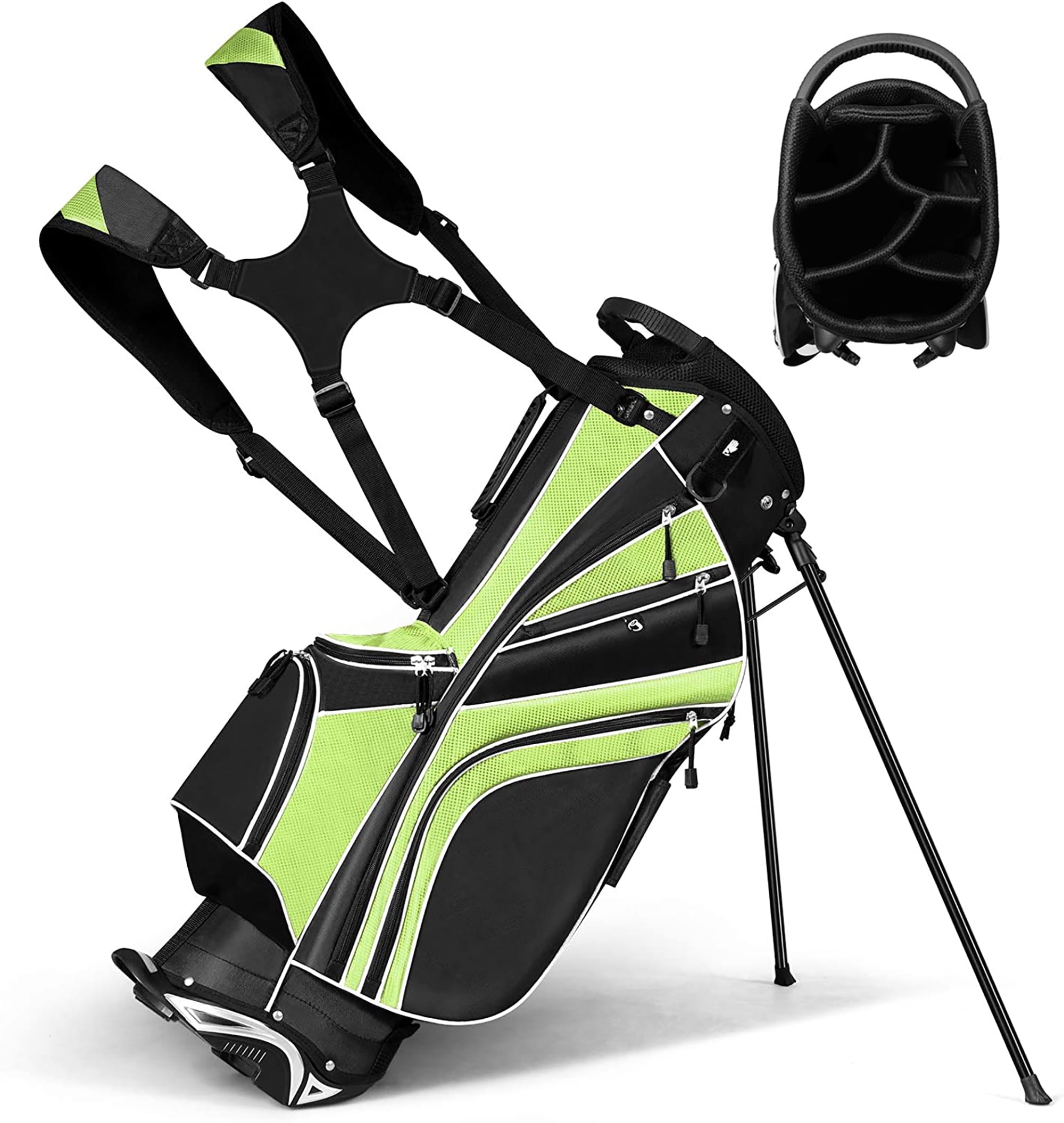Playcraft Co™ Golf Stand Cart Bag Club w/6 Way Divider Carry Organizer Pockets Storage Red