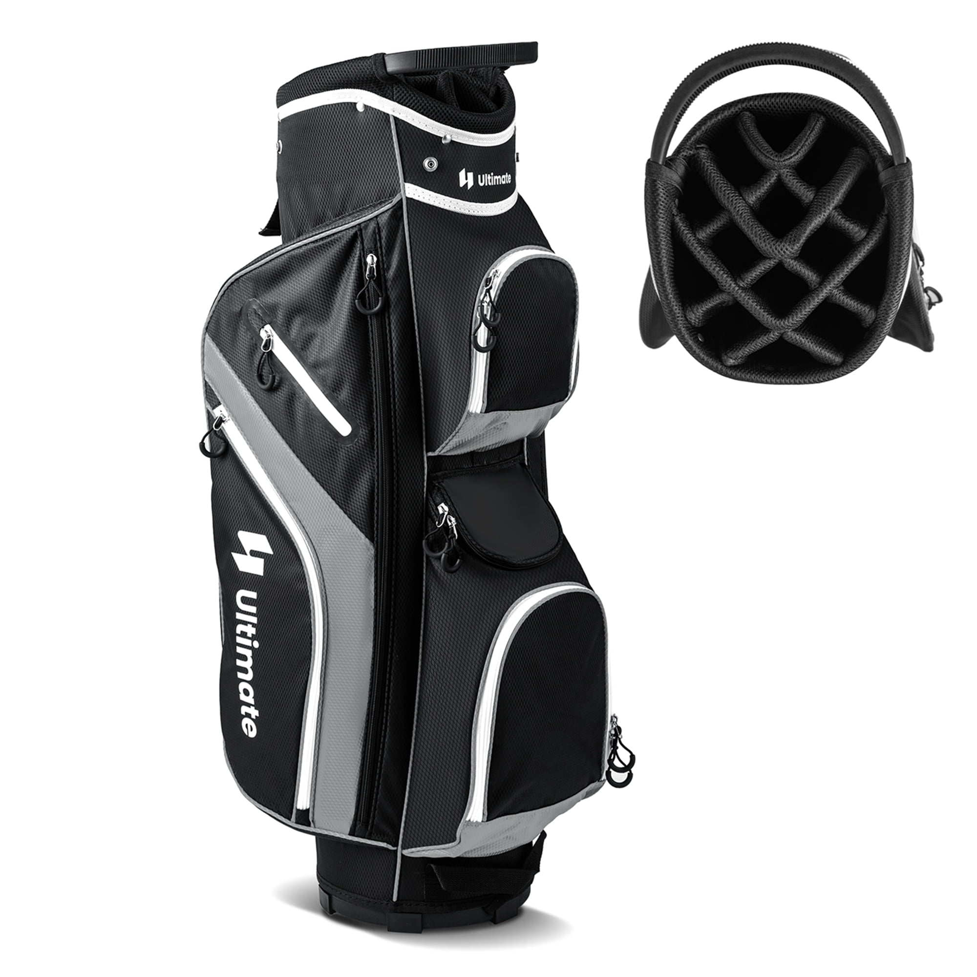 Playcraft Co™ Lightweight Golf Cart Bag with 14 Way Top Dividers 9 Pockets Rain Hood Cooler Bag Blue