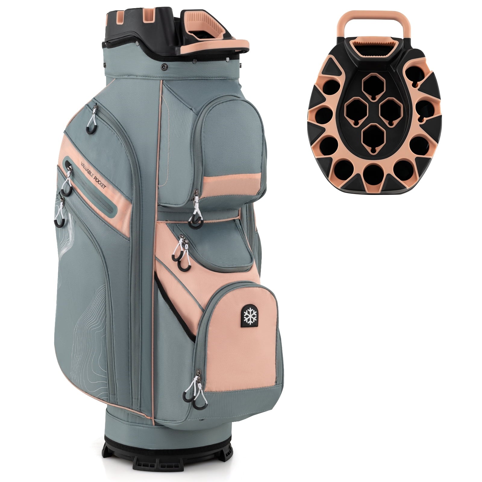 Gymax Golf Cart Bag Molded Lock Top Golf Bag w/14-Way Full Length Dividers 11 Pockets Dusty Pink