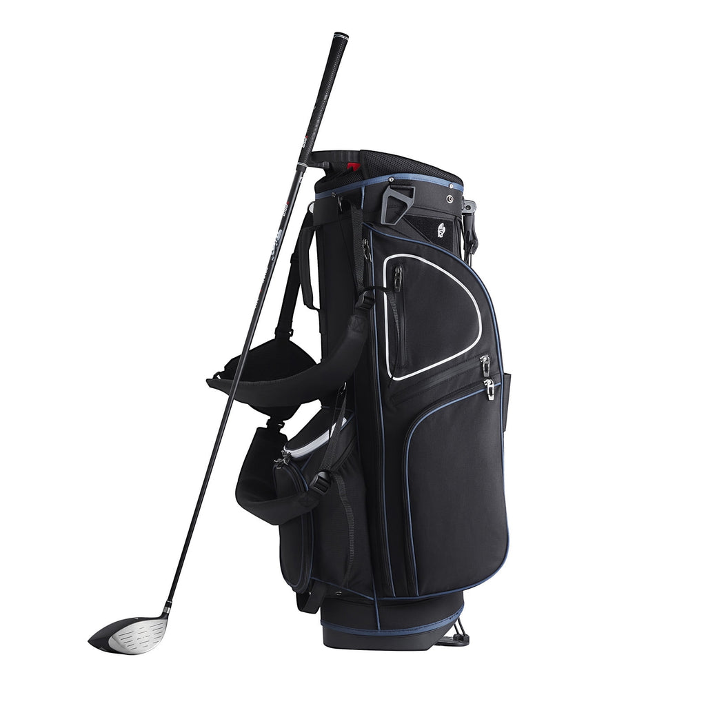 KFFKFF Golf Bag for Carts, 14-Slot Top Divider, 35'' with 11 Storage Sections, Sturdy Stand & Carry Handles, Includes Dust Protection & Removable Shoulder Straps, Unisex Design in Black & White