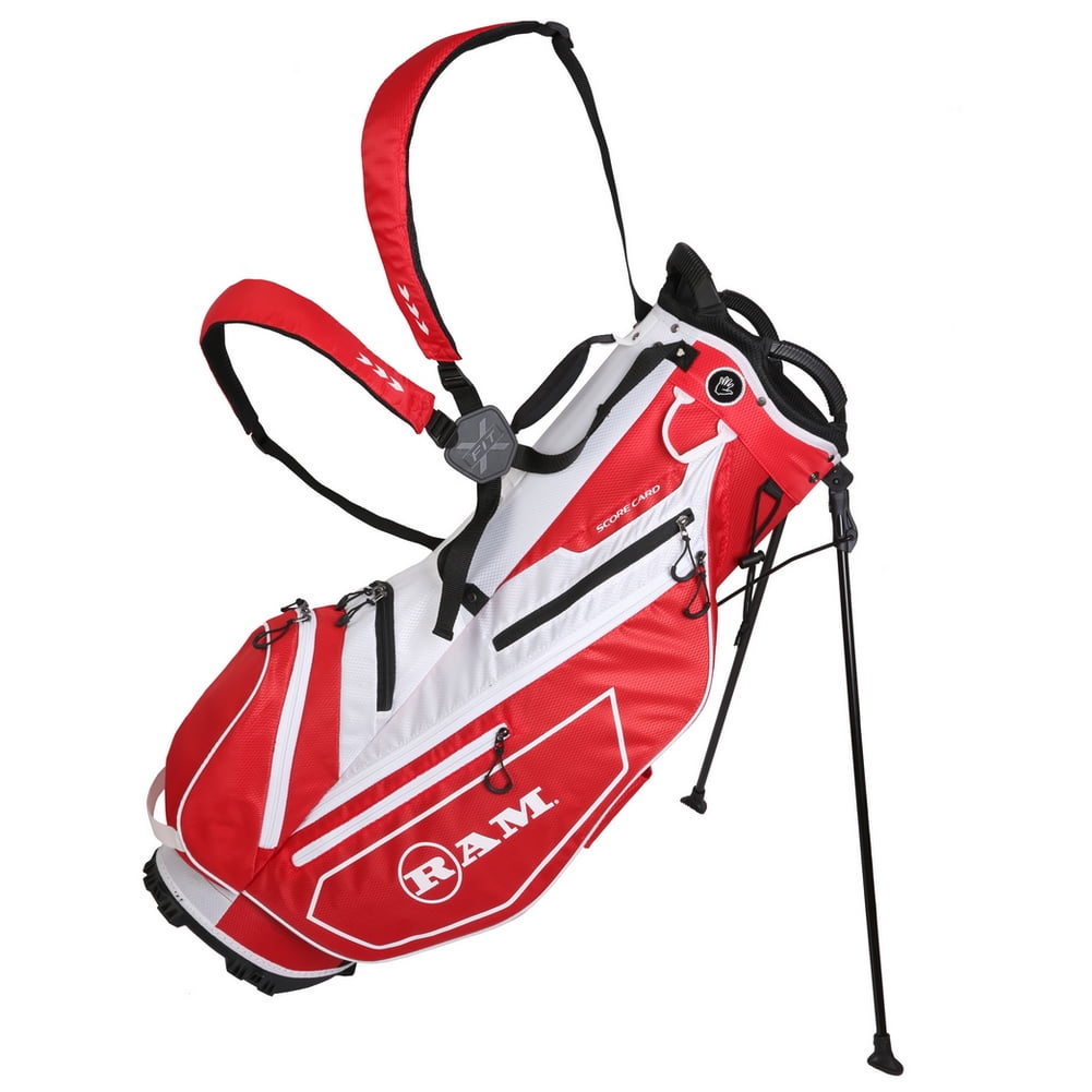 Ram Golf FX Lightweight Golf Stand Carry Bag, Red/White