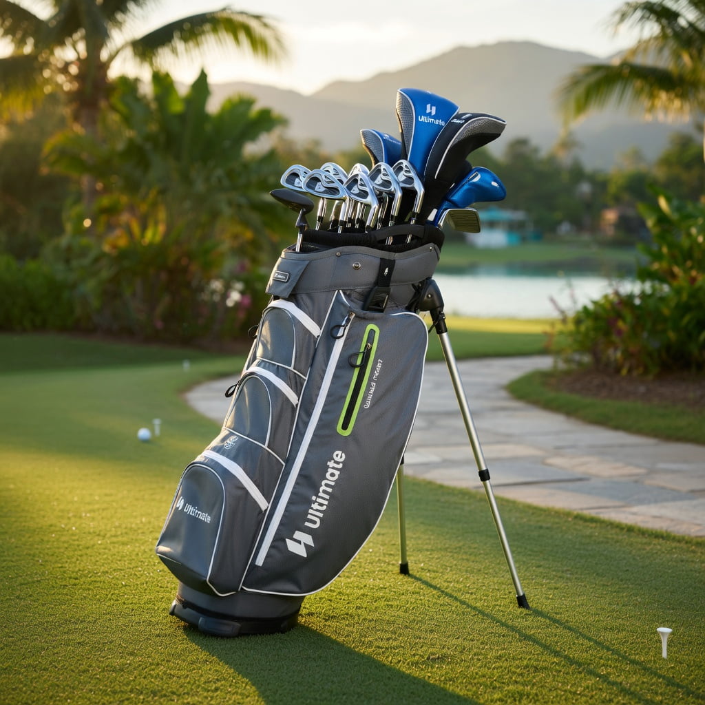 Topcobe 9.5 Inch Lightweight Golf Cart Bag with 15 Way Top Dividers, Golf Bags for Adult, Multiple Pockets, Green