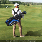 Costway Lightweight Golf Stand Bag with 14 Way Top Dividers 6 Pockets Cooler Bag Rain Hood Blue