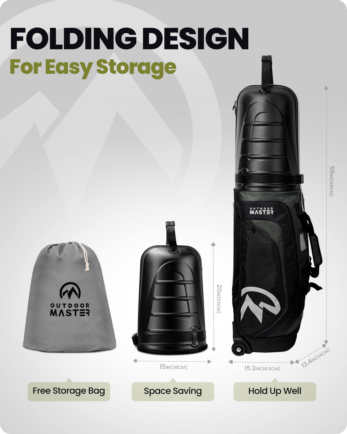 (Open Box) OutdoorMaster Golf Travel Bags for Airlines with Wheels and Hard Case Top, Shoes and Accessories Compartment