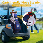 Sturdum 14-Way Golf Cart Bag with Molded Lock Top, Quiet Golf Club Organizer with Full-Length Dividers, Padded Strap & Rain Hood