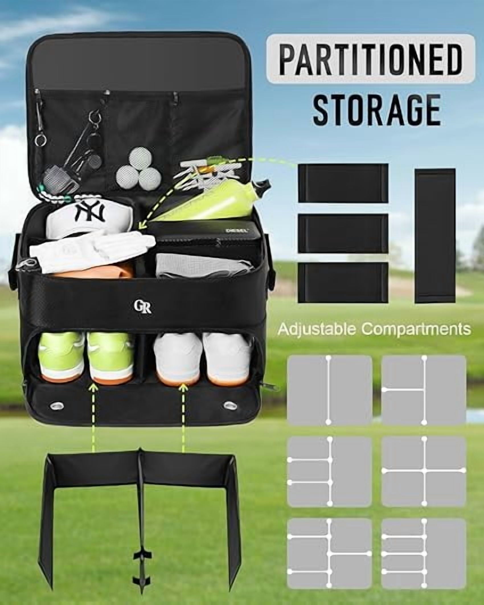 Golf Trunk Organizer Water-Resistant Golf Shoe Bag for Shoes Balls Tees Clothes Gloves Golf Accessories, Fathers Day Dad Gifts for Men