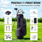 KFFKFF Golf Bag for Carts, 14-Slot Top Divider, 35'' with 11 Storage Sections, Sturdy Stand & Carry Handles, Includes Dust Protection & Removable Shoulder Straps, Unisex Design in Black & White