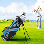 Gymax Golf Stand Bag 6 Way Divider Golf Carry Bag w/ Straps & 7 Storage Pockets Blue