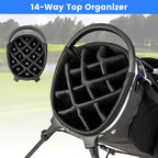Costway Lightweight Golf Stand Bag with 14 Way Top Dividers 6 Pockets Cooler Bag Rain Hood Blue