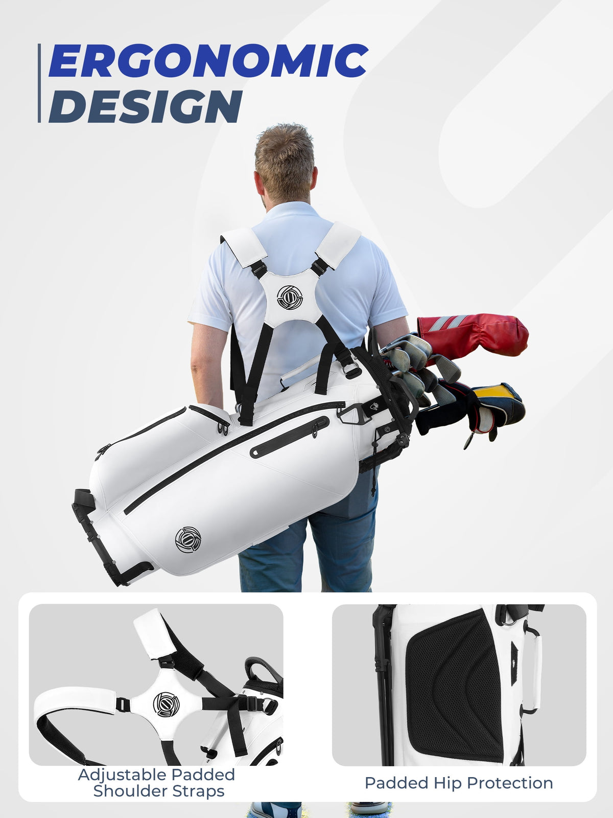 Sturdum Golf Stand Bag Lightweight Carry Bag with 7-Way Dividers, Cooler Pocket, Adjustable Shoulder Strap, 900D Weather-Resistant Fabric for Men Women