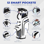 Sturdum 14-Way Golf Stand Bag, Tour-Grade 900D Oxford Golf Bag for Men & Women, Lightweight with 12 Pockets, Full-Length Dividers & Reinforced Base